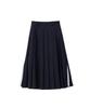 SALON DE YOHN Side Slit Pleated Midi Skirt_ Navy
