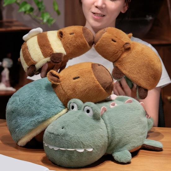 Capybara Stuffed Animal 2-in-1 Reversible Plush Toy Crocodile Capybara Pillow Soft Cotton Capybara Toys