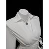 Women's Casual Top, Versatile, Elegant, Waist Cinching Design, Solid Color Women's Shirt