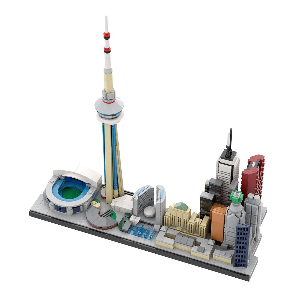 MOC City of Toronto Skyline Building Blocks Model City of Toronto Skyline Architecture Street View Bricks Assembly Toys Gifts