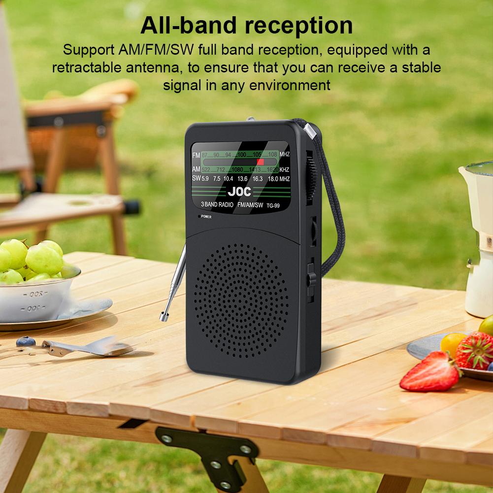 Portable AM/FM/SW Pocket Radio with LED Flashlight Radio Outdoor Camping Gifts for Seniors Elderly Battery Operated/Rechargeable