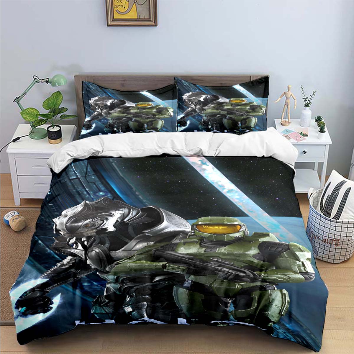 

Game H-Halo 2 Xbox Mechwarrior Print Bedding Sets Bed Supplies Set Duvet Cover Bed Comforter Set Bedding Set Luxury Gift AU Double(180*210cm)3pcs