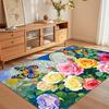 Vibrant Blue Butterfly & Colorful Rose Floral Stylish Cozy Area Rug for Living Room Bedroom Entryway Decor Non-Slip Washable