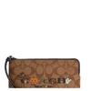 COACH Corner Zip 20 classic print zipper opening and double card slots coated canvas and leather wrist bag clutch small size women's khaki and black