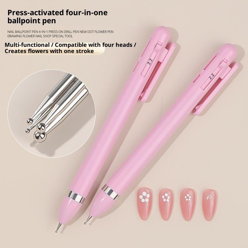 4-in-1 Nail Art Dotting Werkzeuge Nail Art Spitze Punkt Farbe Maniküre Set Drehbarer Kugelschreiber Bohrer Stift Dotting Werkzeuge Nagelspitzen Stift