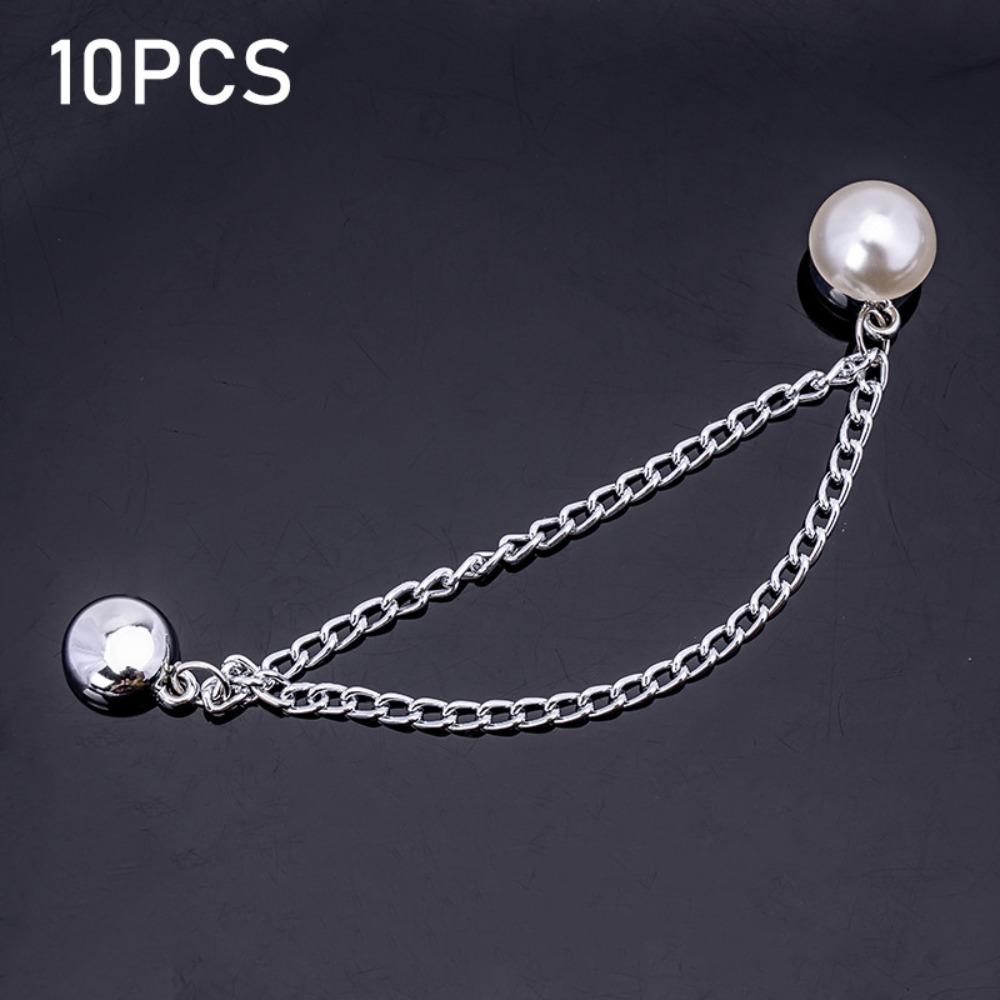 

10 шт. Цинковый сплав цинка Укоротитель брюк Зажим Многофункциональный Фиксирующая булавка для манжеты брюк Кисточка Цепочка Запонки Юбки 10Pcs Pearl