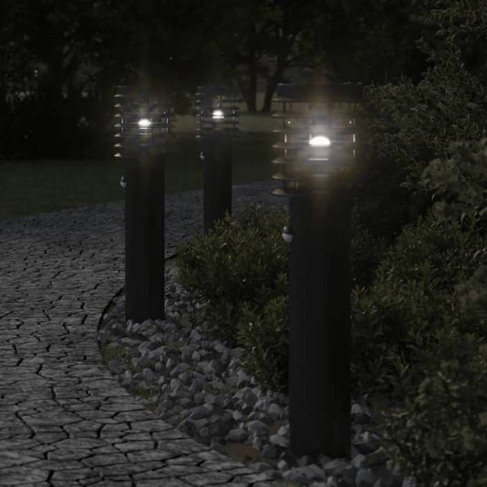 VidaXL Outdoor Floor Lamps and Sensors 3 Pcs Black Stainless Steel, Outdoor Ground Lighting, Ground Lighting of 4006370