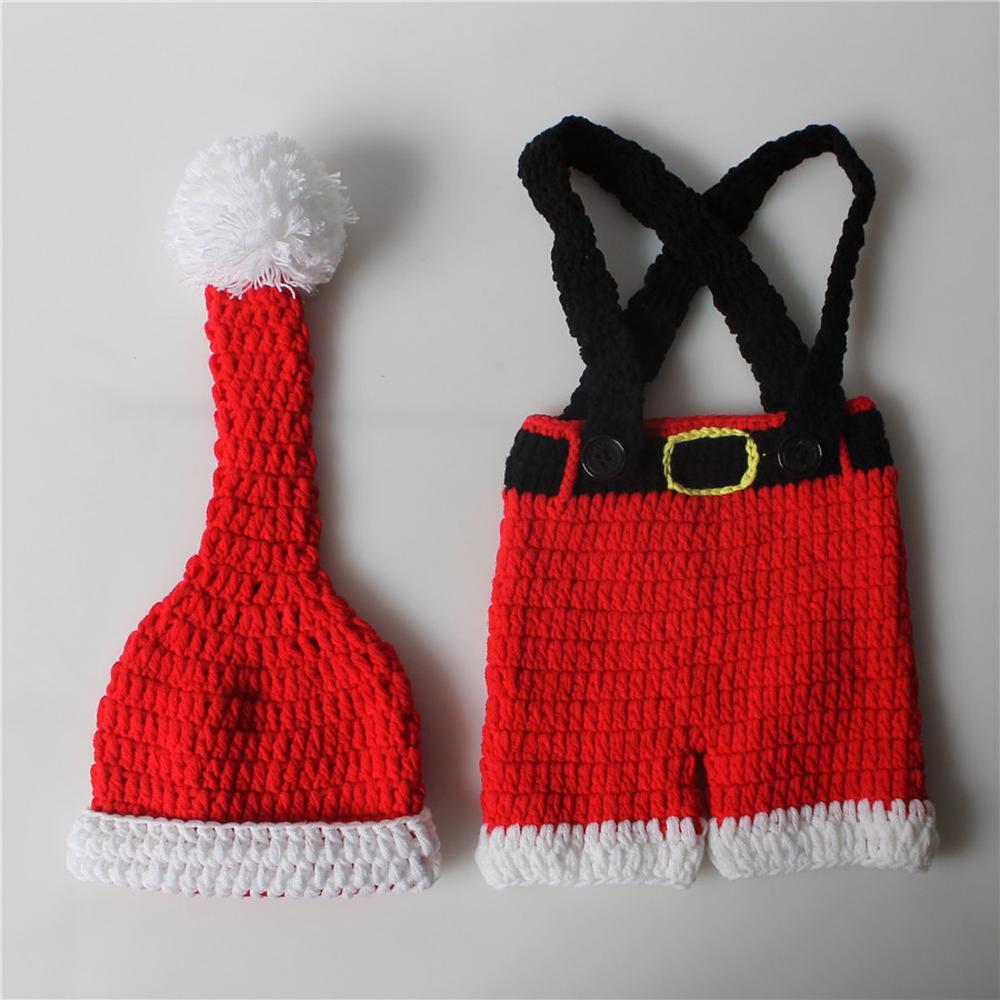 Newborn Baby Crochet Knit Photography Prop Set - Footed Romper & Hat Outfit For 0-2 Months (Multiple Colors)