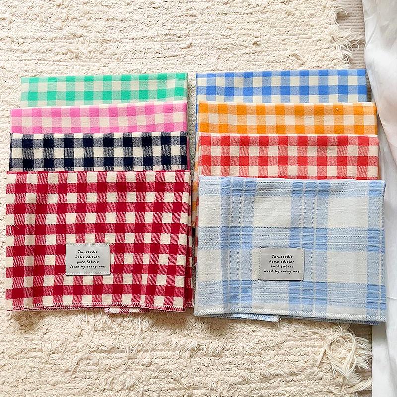 1PC Cotton Plaid Placemat Kitchen Decor Checkered Tablemats Ins Grid Series Meal Mat Photography Props 38x28cm