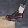Genuine Leather High-top Platform Ankle Boots with Thick Soles Stylish Lace-up Design British Retro Style
