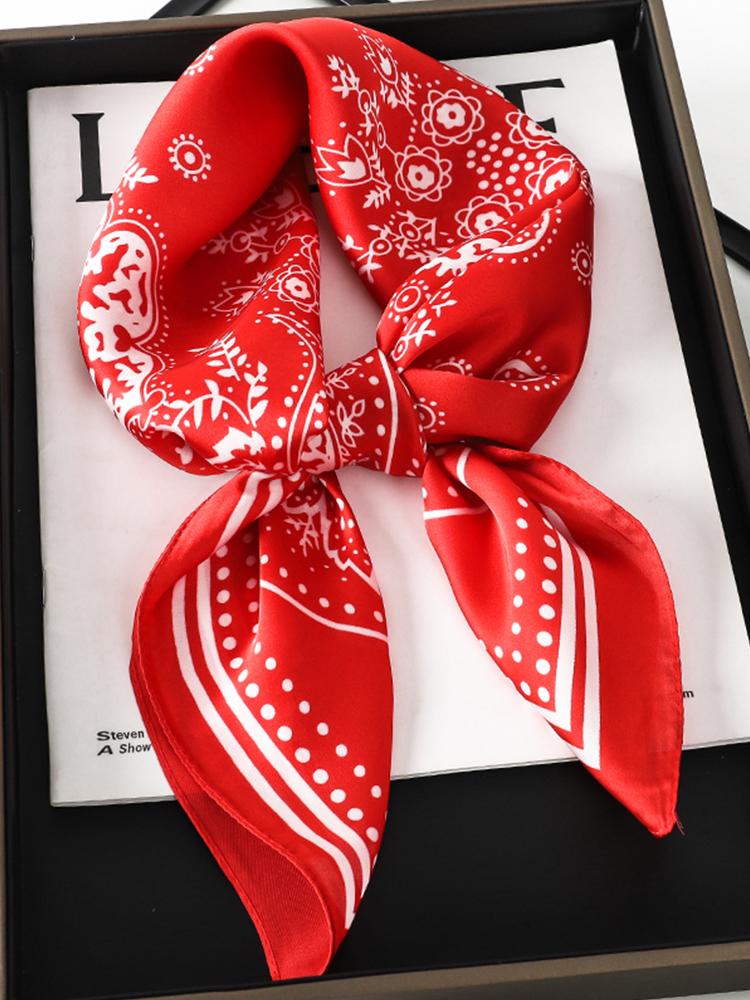 Women's Silk Scarf Hijabs Luxury Brand Summer Headscarf Hijabs Bandana Shawl Handerchief Hair Cheveux Hair Accessories 70*70cm