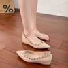 Small inner height increase French single shoes summer new pointed shallow rivets small size evening shoes