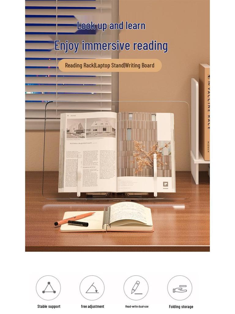 Junhan Acryl Transparent Multifunktionaler Buch- & iPad-Ständer