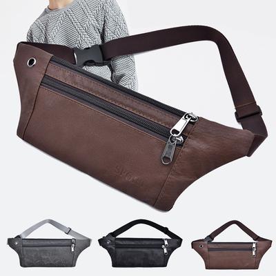 Fashion Men PU Leather Waist Fanny Chest Packs Shoulder Bag Crossbody Hiking Bag