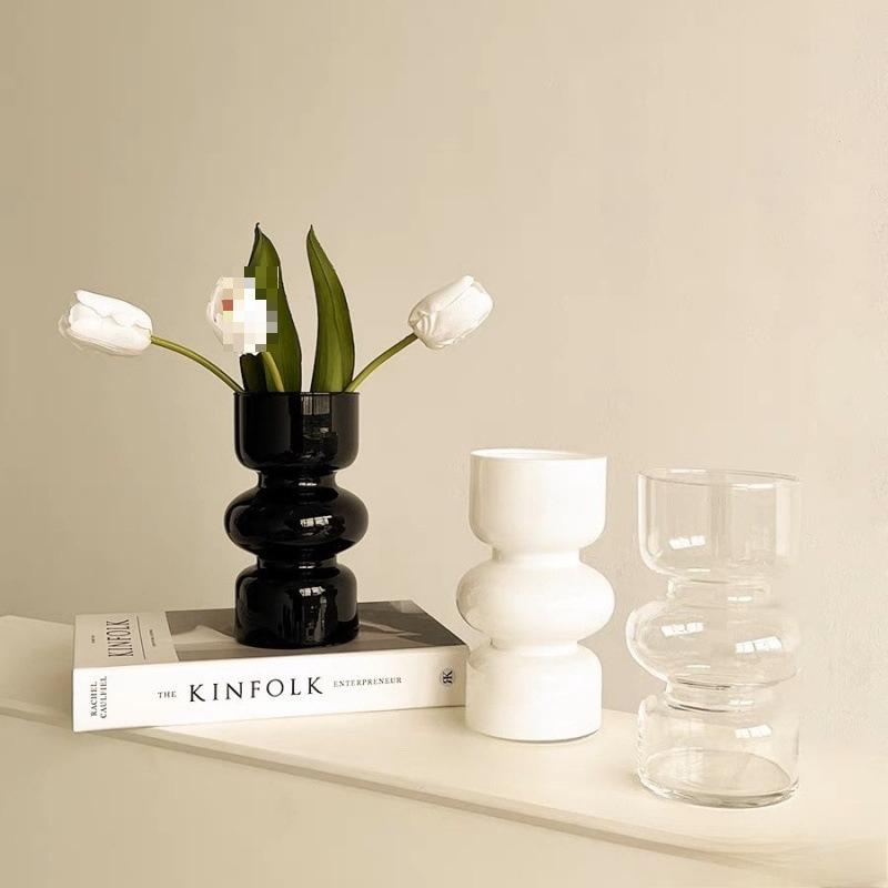 Black Wind Vase for Living Room Flowers Retro Glass Hydroponic Decor Minimalist Luxury