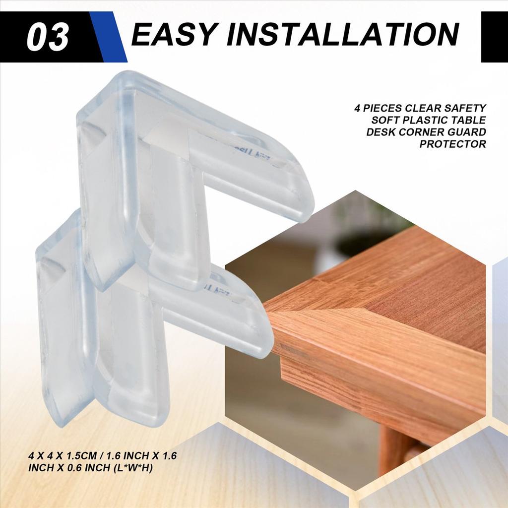 BHBL 4 Pieces Clear Safety Soft Plastic Table Desk Corner Guard Protector