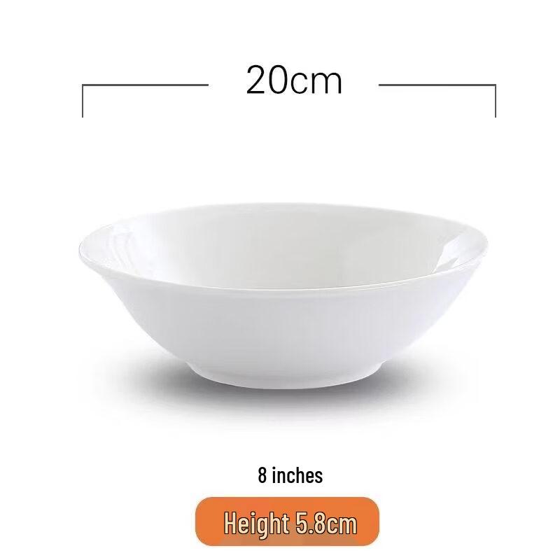 8-inch White Ceramic Multi-purpose Bowls, Set of 10