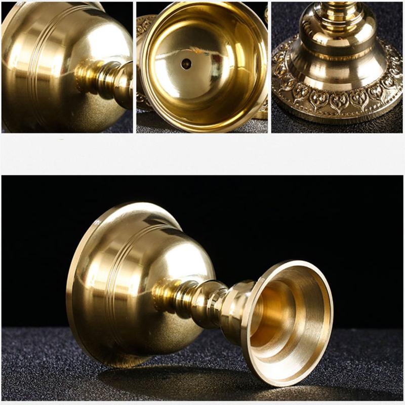 Brass Candle Cup Collection Romantic Flower Golden Candlestick Buddhist Tibetan Lamp Holder Wedding Dinner Home Table Decoration