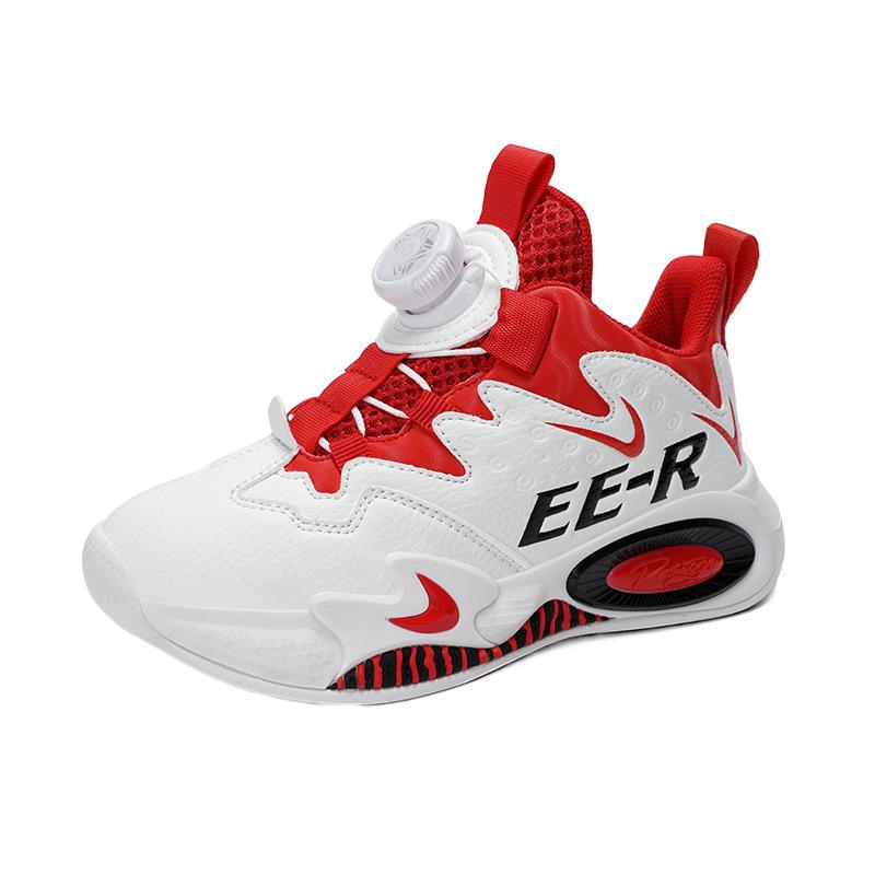Rotating Student Children 2025 Basketball Shoes Medium Older Boys Button Spring and Autumn Sports Shoes New Trendy Men's Children's Shoes