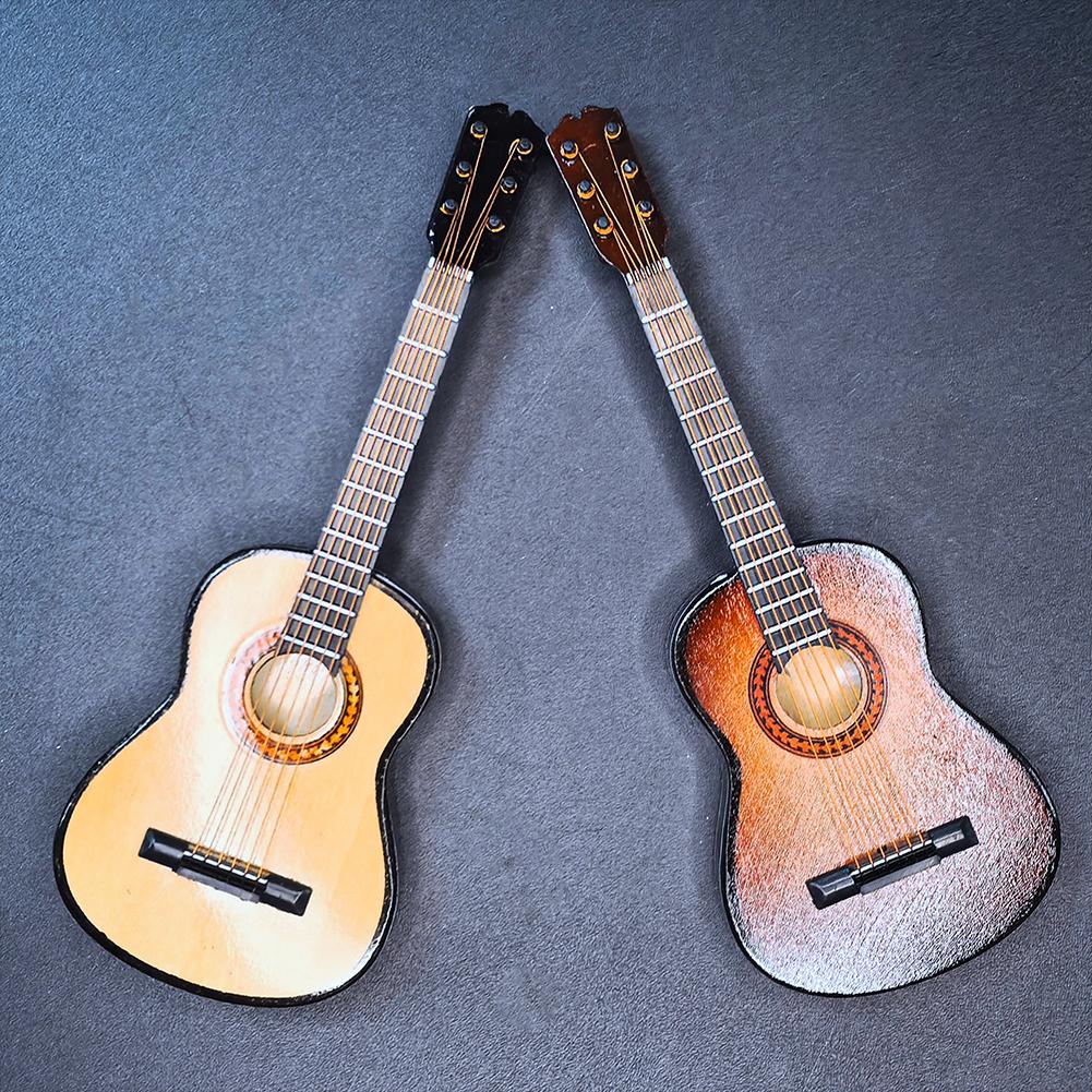 Miniature Musical Instrument with Stand Wooden Decorative Ornament Musical Instrument Replica for Miniature Model Decor Gift