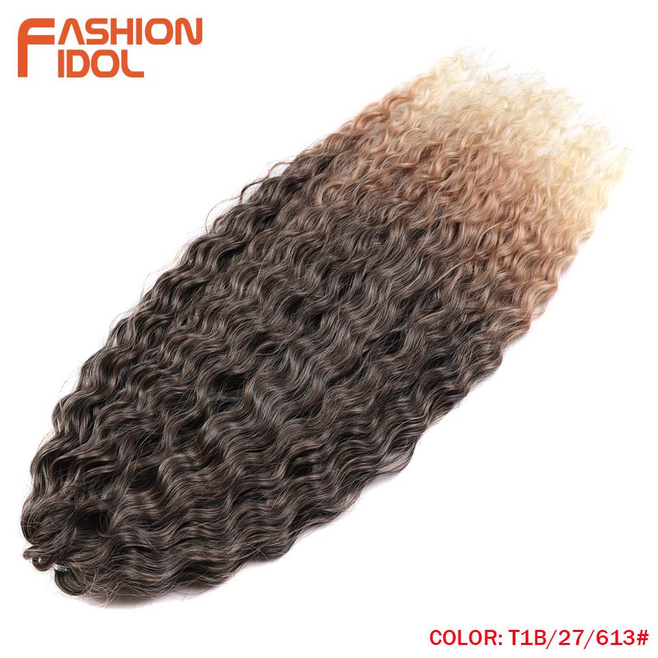 FASHION IDOL Ariel Twist Crochet Hair Synthetic 22 Inch 3 PCS Water Wave Hair Extensions Ombre Rainbow Color Braid Curly Hair