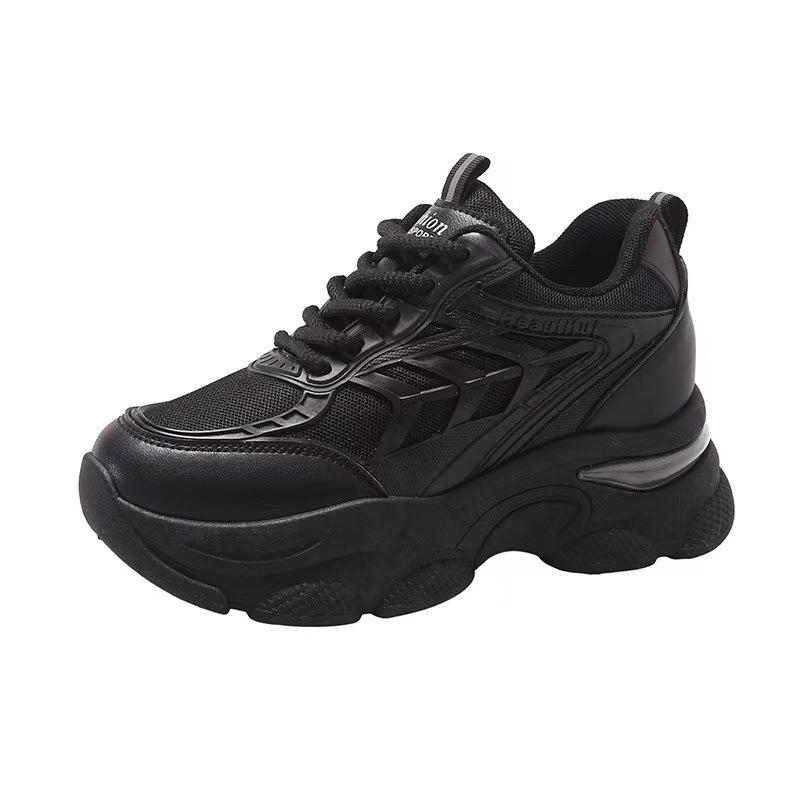 inner height increase women's single shoes spring new breathable dad shoes platform mesh small sports casual shoes women
