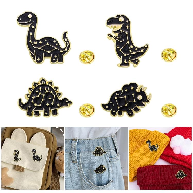 Versatile Black Dinosaur Zodiacs Brooch Constellations Themed Animal Pin Badge Handmade Gift for Fashion Enthusiasts