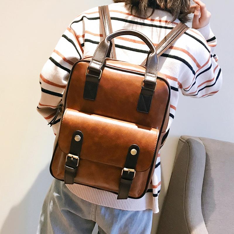 Damen Anti-Diebstahl-Rucksäcke für Studenten, braune Schultaschen für Mädchen im Teenageralter, wasserdichter Vintage-Laptop-Leder-Rucksack, großer Reiserucksack
