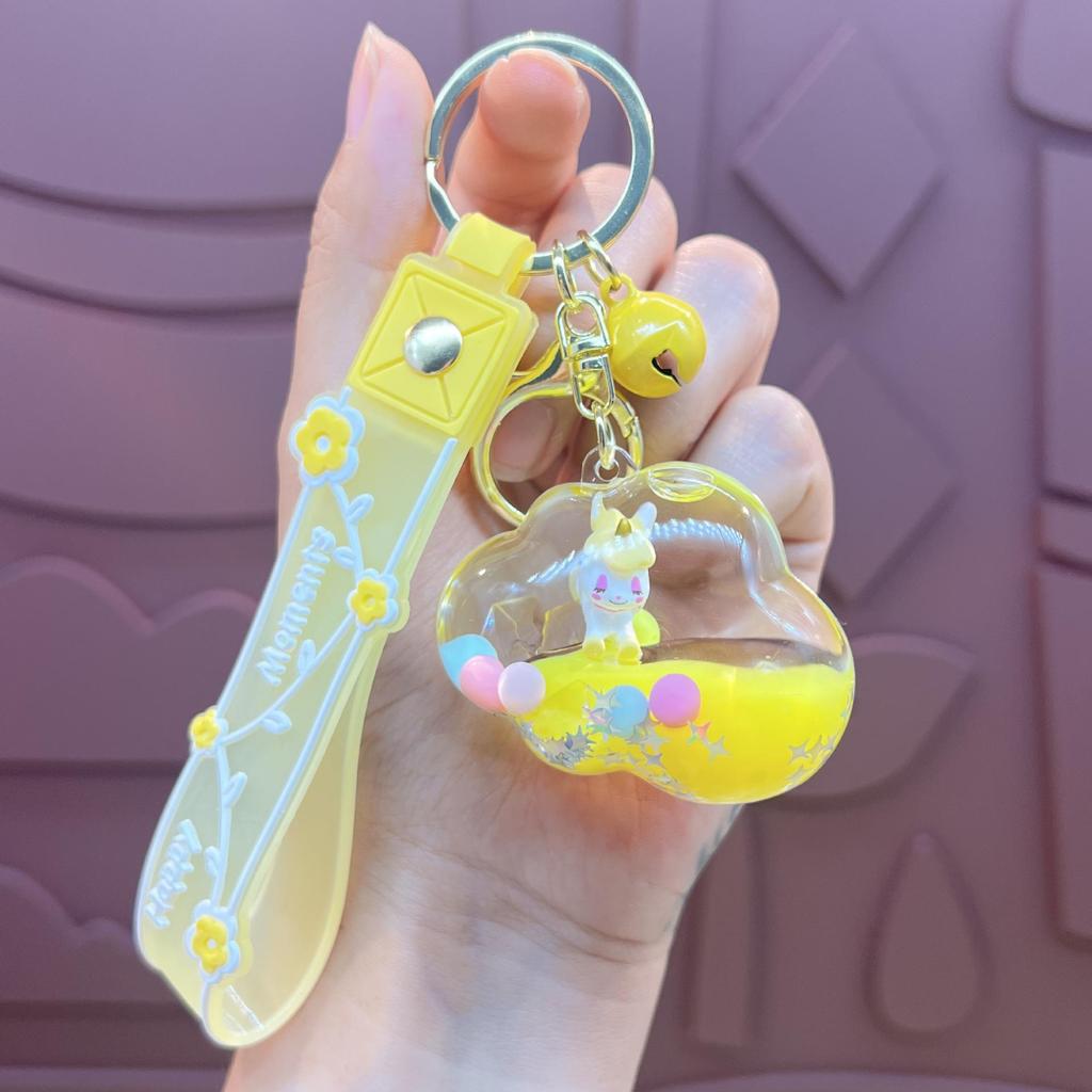 Lila Stern Flüssiger Treibsand Schlüsselanhänger mit Kirschblüten Öl-gefülltem Anhänger - Niedlicher 3D Rucksackanhänger für Frauen