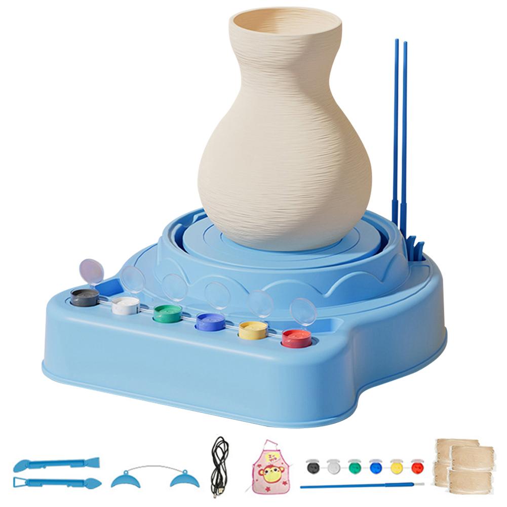 Kids Pottery Wheel Kit Electric Clay Wheel Educational Clay Sculpting Kit with Clay and Sculpting Tools for Kids Birthday Gifts