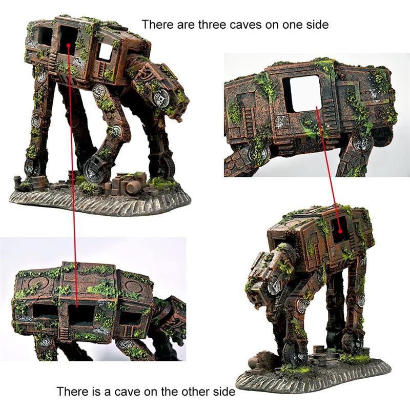 Dekorace akvárií Star Wars Akvarijní příslušenství Malé až velké Akváriové pryskyřice Dekor pro Betta Úkryty zlaté rybky Jeskyně Skrýt ozdobné pozadí