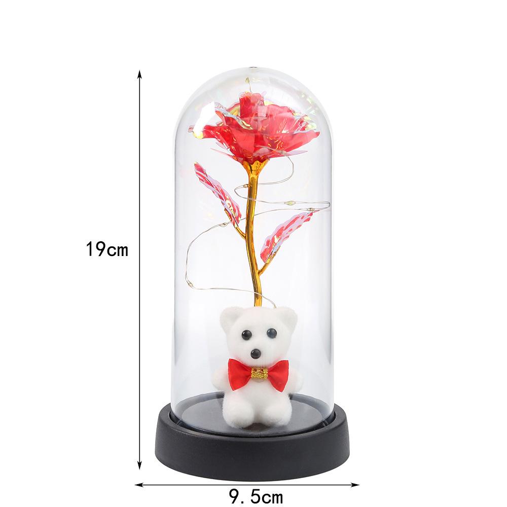 Qixi Festival Valentine's Day ornament gift acrylic cover immortal flower rose night light simulation flower ornament