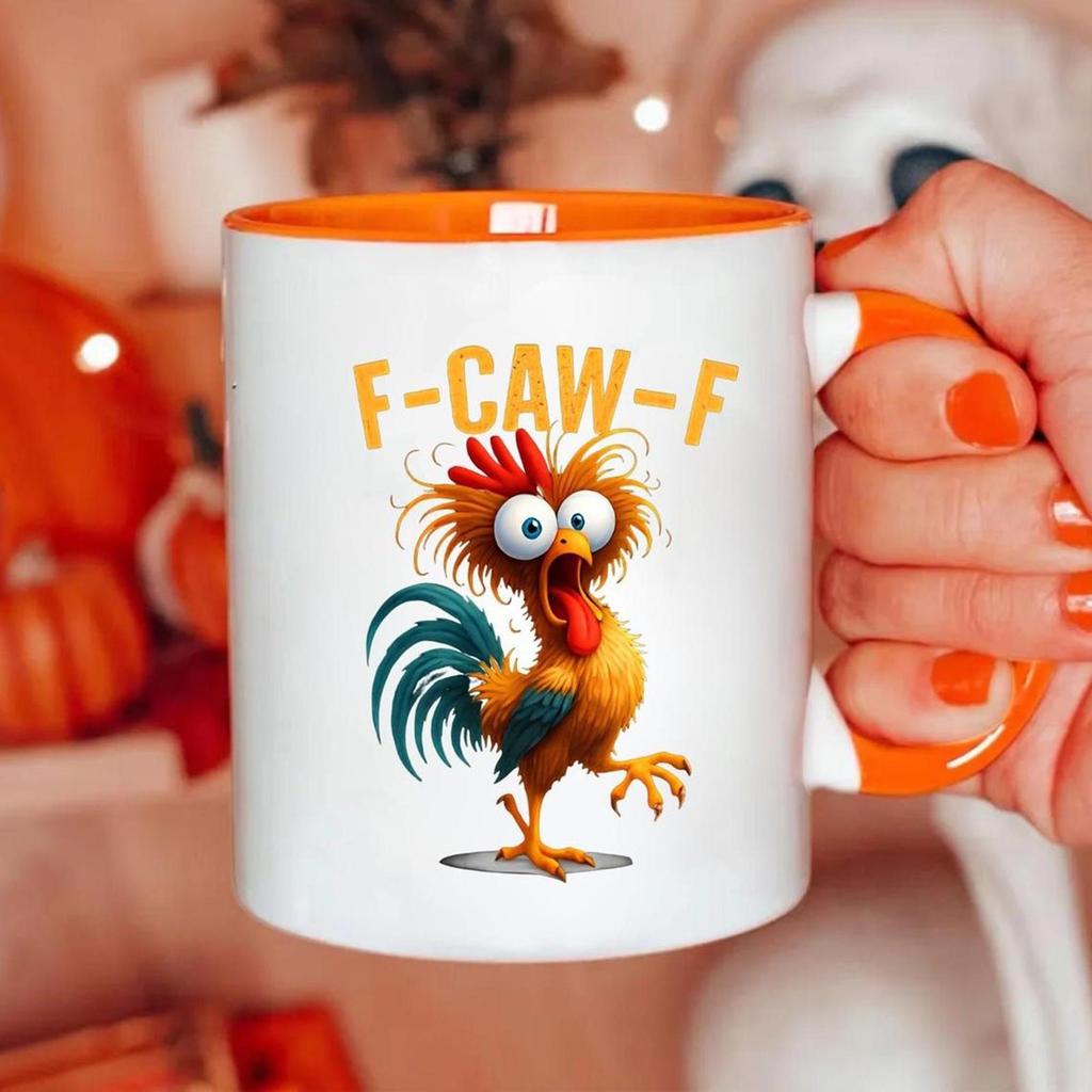 Novelty Coffee Mug 350ml Funny F-Caw-F Chicken Beverage Container Ceramic Coffee Mug Tea Cup Gifts For Men Women Friends Family