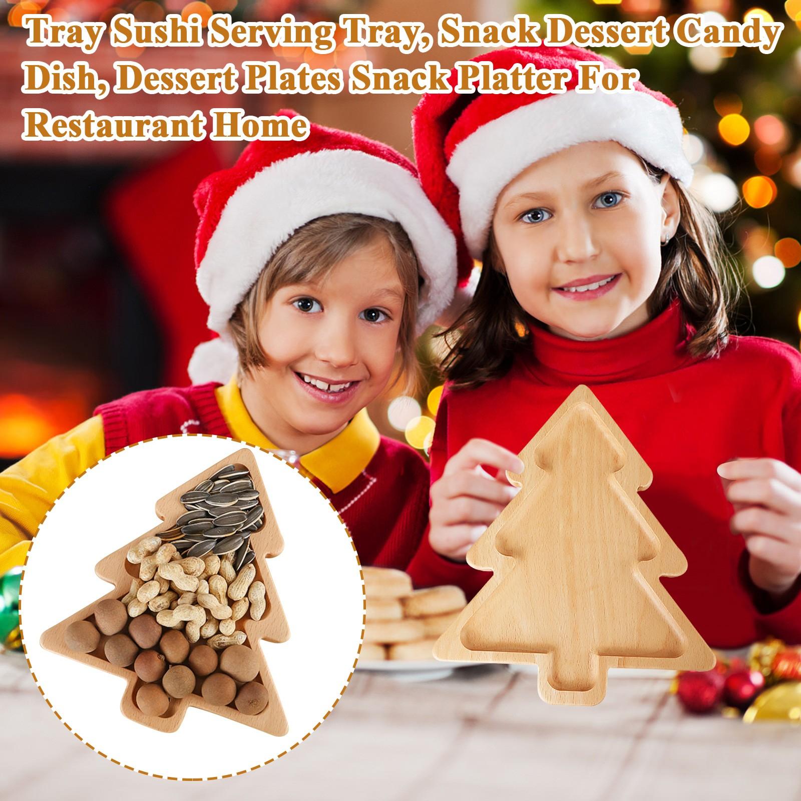 

Деревянный сервировочный поднос в форме рождественской елки, поднос для подачи суши, блюдо для закусок, десертов, конфет, десертные тарелки, блюдо для закусок для ресторана, дома One Size