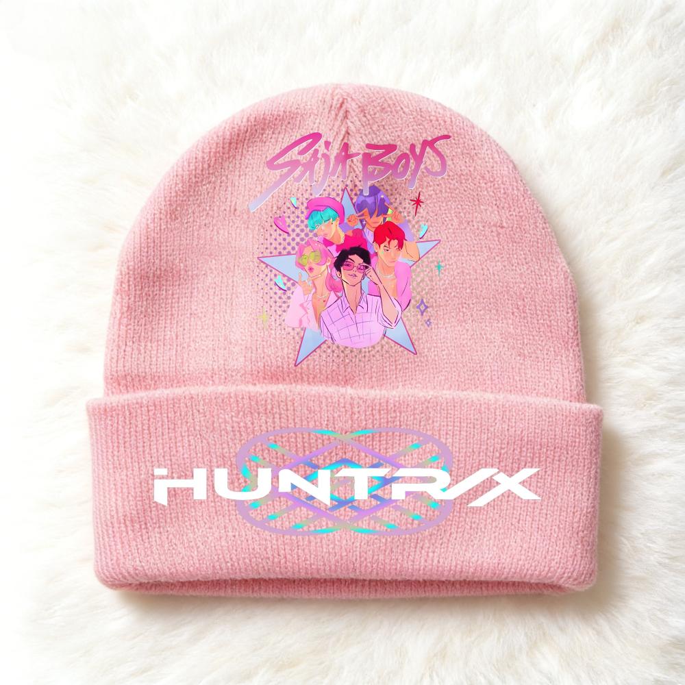 Berretto lavorato a maglia per bambini con stampa Anime Kpop Demon Hunters, Filato di lana, Stagione autunnale, Stagione fredda, Cappello alla moda per bambini, Copricapo, Abbigliamento
