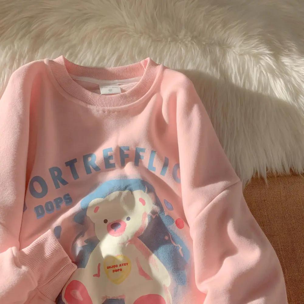

Womens Plush Velvet Plus Size Long Sleeve Gentle Color Sweater New Super Fire Allmatch Small Fresh Style Sweet Sweatshirt S