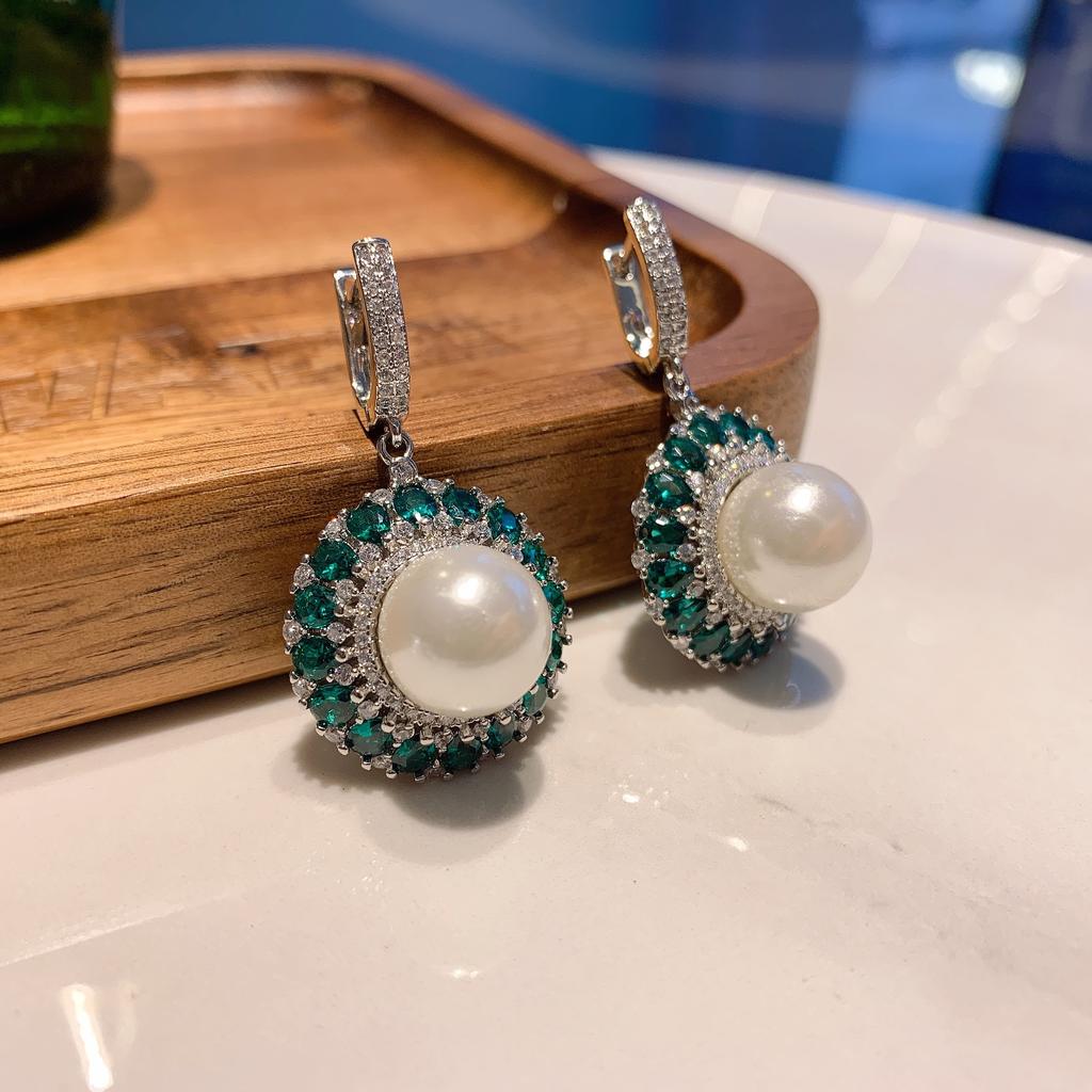 Live Streaming New Emerald Australian Pearl Earrings Rings Necklaces Fairy Style Women's Fashion