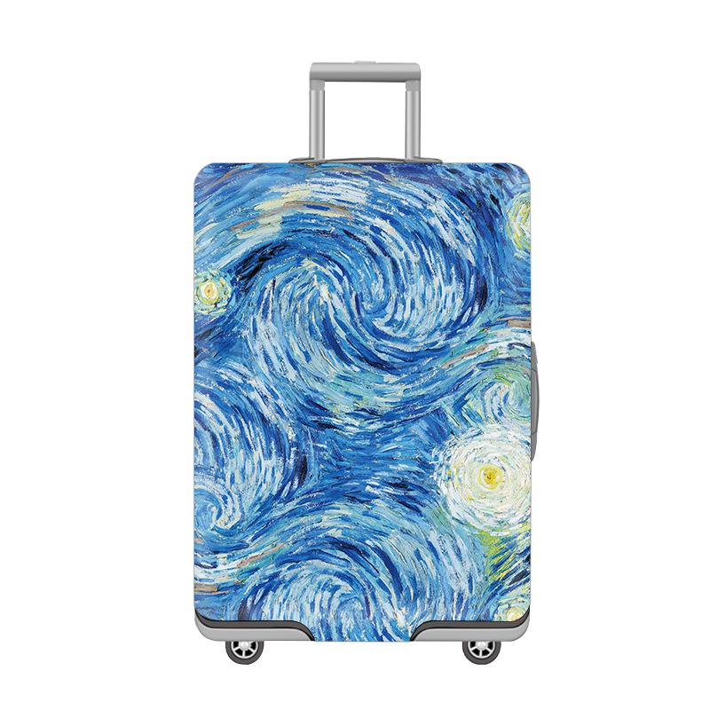 Elastic Zippered Travel Suitcase Protective Cover - Durable, Printed, and Wear-Resistant