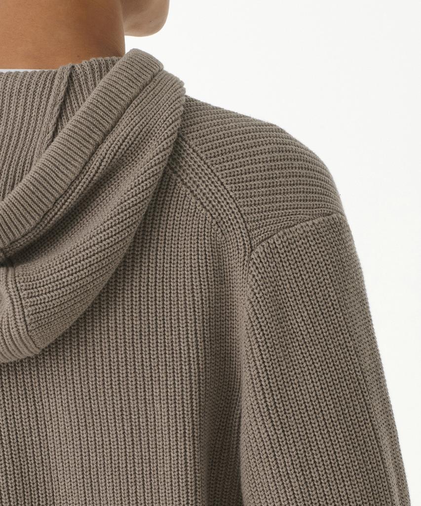 MUSINSA STANDARD Ribbed Knit Hooded Zip-Up [Heather Beige]
