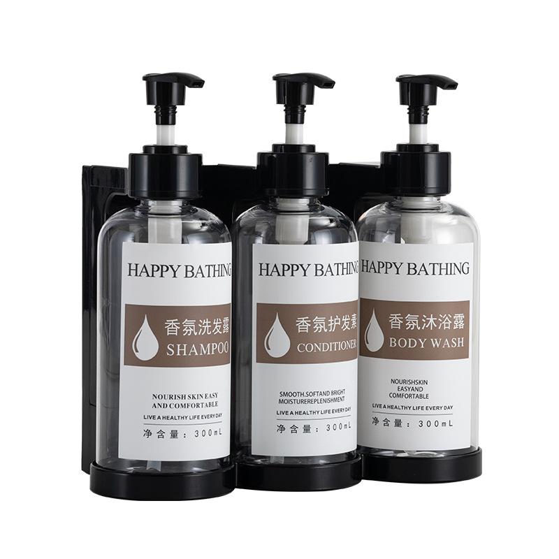 Wall Mounted Manual Soap Dispensers Hotel Shampoo and Shower Gel Separate Bottles Bathroom Shampoo Bottles with Pumps Drill