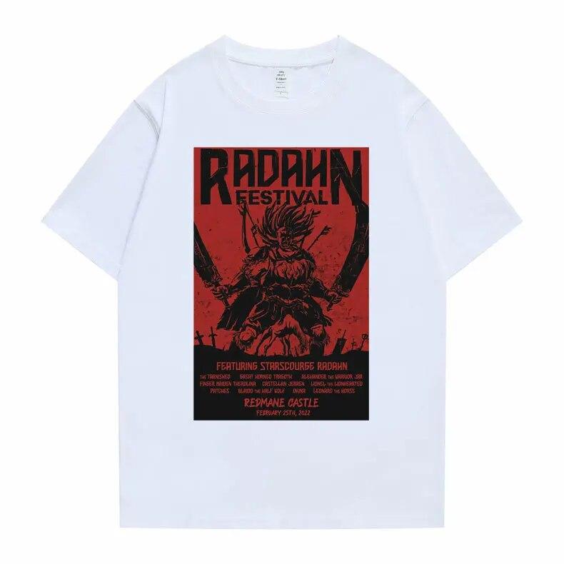 Radahn Festival Grafikdruck T-Shirts Unisex Damen Anime Cartoon Stil T-Shirt Unisex Mode Übergroßes T-Shirt Vintage Streetwear