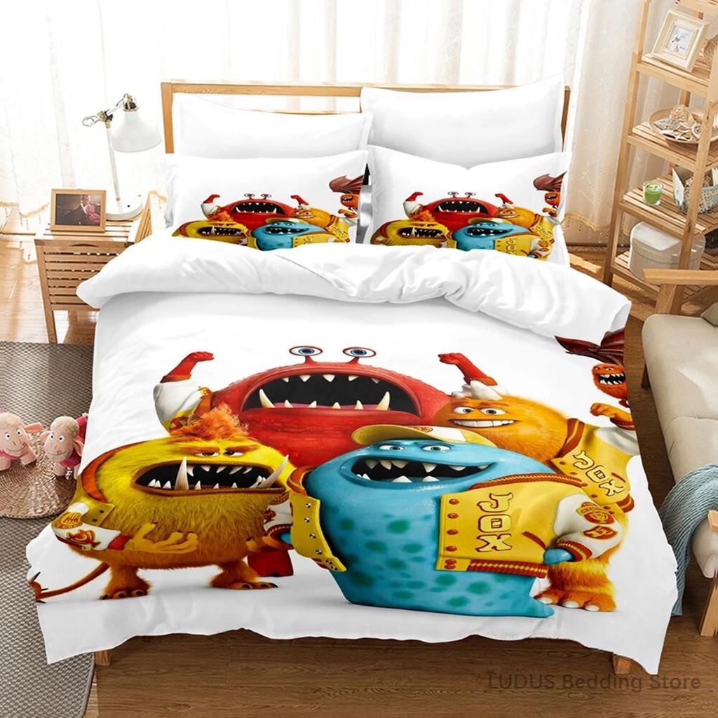 Copripiumino Monsters & Co. Boo con 2 Federe Kawaii Mike Sulley Set Biancheria da Letto Copripiumino Cartone Animato Senza Lenzuolo Sotto