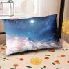 Starry Sky Sunset Sea Pillow,2D Night Scene Pillow Core and Case Set,Aesthetic Pillow for Student Dormitory