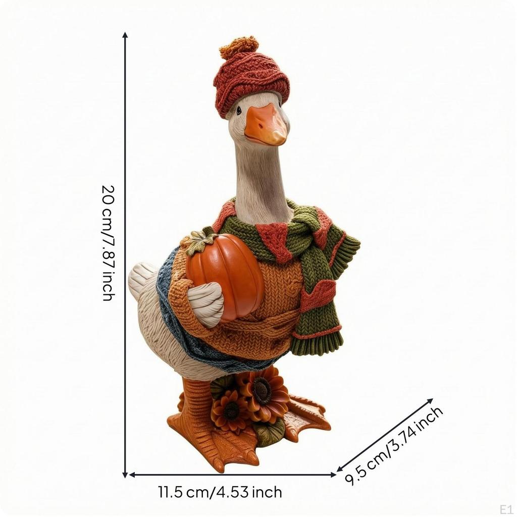 Pumpkin Duck Ornament Autumn Decorative Figurine Painted Detailing Home