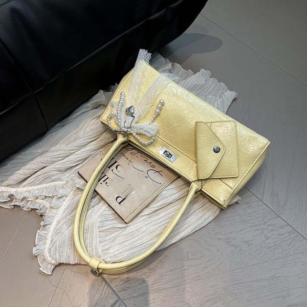 Sweet French Stick Handbag Lace Texture Underarm Bags Portable PU Shoulder Bag  Work