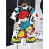 Boys' Set of Fashionable 3D Printed Casual Pullover, Short Sleeved Shorts, T Sports Shirt, Boys' Outdoor T-shirt Shorts