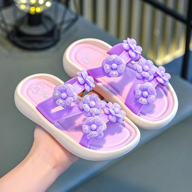 2025 Summer Girls' Non-Slip Cartoon Floral Slippers with Soft Sole and Quirky Texture