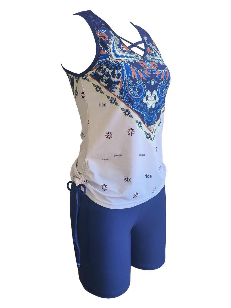 2024 Übergröße Europäischer & Amerikanischer Damen Bedruckter Split Bikini Badeanzug