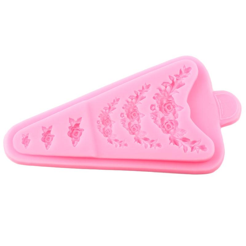 Flower Wreath Cake Border Silicone Moulds Fondant DIY Wedding Cake Decorating Tools Cupcake Topper Candy Clay Chocolate Mould