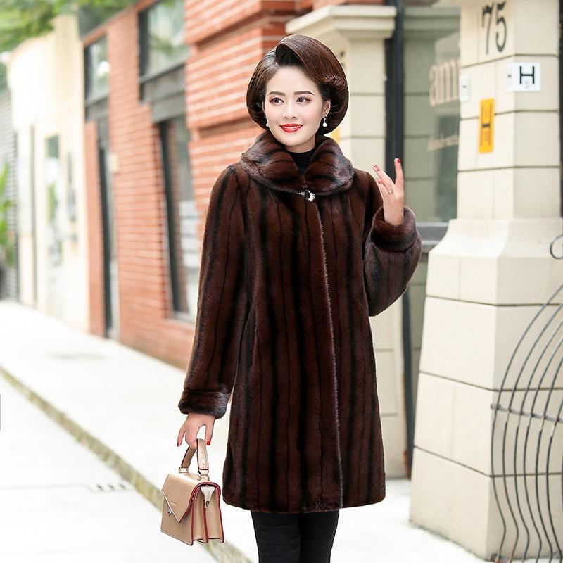 mitation fur coat velvet water mink fur coat middle-aged mother whole mink fur coat medium and long